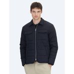 Siyah Regular Fit Bebe Yaka Casual Dokuma Mont