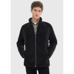 Siyah Regular Fit Dik Yaka Casual Dokuma Mont