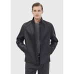 Siyah Regular Fit Dik Yaka Casual Süet Deri Mont