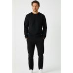 Siyah Relaxed Fit Bisiklet Yaka Sweatshirt Düz Paça Erkek Eşofman Takımı 3XL