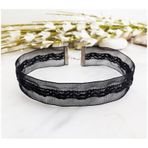 Siyah Renk Deri İşlemeli Kadın Choker Kolye