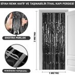 Siyah Renk Ekstra Lize Parlak Saçaklı Arka Fon Perde Ithal 1x2 Metre