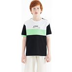 Siyah Renk Geçişli Nakışlı Oversize Erkek Çocuk T-Shirt - 11159