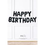 Siyah Renk Happy Birthday Retro Folyo Balon