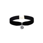 Siyah Renk Kadife Kadın Madalyon Choker Kolye BS3498