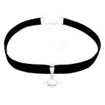 Siyah Renk Kadife Kadın Satürn Choker Kolye