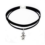 Siyah Renk Kadife -Süet İkili Ayıcık Choker Kolye
