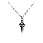 Siyah Renk Kırmızı Mineli Haç Kolye – Unisex Metal Takı, 60 Cm Zincirli Gotik & Alternatif Stil