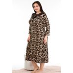 Siyah Renk Leopar Desenli Lady 7244 Kadın Büyük Beden Elbise, Anne Gecelik