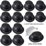Siyah Renk Simli Melon Yuvarlak Parti Şapkası 12 Adet - Lisinya - 001-Renkli