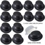 Siyah Renk Simli Melon Yuvarlak Parti Şapkası 12 Adet Mirsm0010k-Smr-D239-12