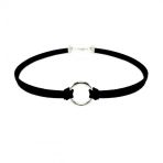 Siyah Renk Süet Kadın Round Choker Kolye