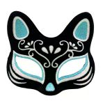 Siyah Renk Süet Kaplama Üzeri Gümüş Mavi Simli Kedi Maskesi 17X14 Cm (5433)