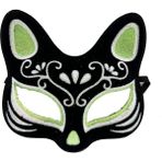 Siyah Renk Süet Kaplama Üzeri Gümüş Yeşil Simli Kedi Maskesi 17X14 cm - Lisinya - 001-Renkli