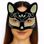 Siyah Renk Süet Kaplama Üzeri Gümüş Yeşil Simli Kedi Maskesi 17X14 Cm Mirsm0010k-Smr-D316-Gy