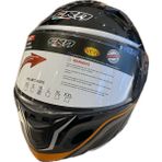 Siyah Renk Turuncu Detaylı Kask Çene Açılır - Tam Kask Vizörlü ve Intercom Takma Yuvalı - Medium