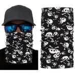 Siyah Renk Üzeri Beyaz Kemik Kafatası İskelet Baskılı Baf Buff Bandana 30X48 Cm