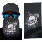 Siyah Renk Üzeri Likralı Beyaz Kafatası Kuru Kafa Baskılı Baf Buff Bandana 25X48 Cm