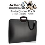 Siyah Resim Çantası Fermuarlı Kulplu 37X54 Cm 1 Adet Teknik Resim Dosya Çantası 35X50 Cm Askılı Proje Çantası Okul Sınıf