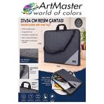 Siyah Resim Çantası Kumaş 37X54 Cm 1 Adet Teknik Resim Dosya Çantası 35X50 Cm Askılı Bez Proje Çantası Fermuarlı Okul