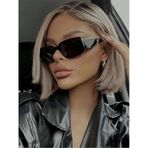 Siyah Retro Dikdörtgen Model Elmas Kesim Sap Güneş Gözlüğü