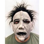 Siyah Saçlı Michael Myers Lateyüze Tam Yapışan Et Maske Korku Maskesi