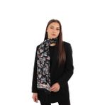 Siyah Şal Desen Vual İpek Fular