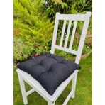 Siyah Sandalye Minderi, Pamuklu Kumaş Pofidik Kare Dekoratif Sandalye Sırt Minderi 40x40 Cm