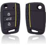 Siyah Sarı Çizgi Vw Golf 7 Mk7 3 Düğmeli Katlanabilir Uzaktan Kumanda Anahtar Kılıfı Için Silikon Kapak (Yurt Dışından) - 1