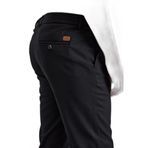 Siyah Slim Düz İnterlok Yarım Lastikli Rüzgar Geçirmez Jogger Pantolon