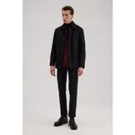Siyah Slim Fit Bebe Yaka Yünlü Mont