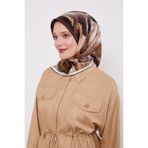 Siyah Soyut Ebruli Desen Twill İpek Eşarp