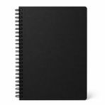 Siyah Spiralli Defter, Sert Karton Kapaklı, Düz Sayfa, 17x24 cm, 50 Yaprak, Çizim ve Not için