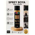 Siyah Sprey Boya 200 Ml 1 Adet Südor Hızlı Kuruyan Renkli Profesyonel Canlı Renk Ahşap Plastik Demir Metal Porselen Cam