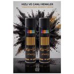 Siyah Sprey Boya 200 Ml 2 Adet Südor Hızlı Kuruyan Renkli Profesyonel Canlı Renk Ahşap Plastik Demir Metal Porselen