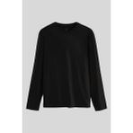 Siyah Standart Fit Basic O Yaka Uzun Kollu İnce Erkek T-Shirt - 87997