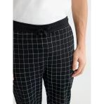 Siyah Standart Kalıp Ekose Desenli Erkek Pijama Alt