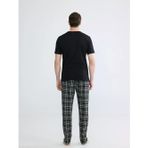 Siyah Standart Kalıp Ekose Erkek Pijama Takım