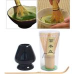 Siyah Stil Geleneksel Matcha Çay Çırpma Seti Seramik Çırpma Tutucu Bambu Çay Kaşığı Hepsi Bir Arada Matcha Çay Çırpma Seti (Yurt Dışından) - Renkli - çay seti