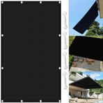 Siyah su geçirmez güneş tentesi, 4,5 x 6,5 m, UV ışınlarına dayanıklı, dış mekan, bahçe gölgeliği, 4 halatlı, sera, çiçek bitkisi için mahremiyet koruması