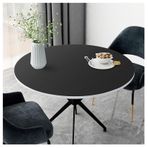 Siyah su geçirmez suni deri yuvarlak masa örtüsü - silinebilir vinil koruyucu, yemek odası ve kahve masaları için, ısıya dayanıklı, 90 cm çap, büyük yuvarlak masalar için ideal