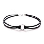 Siyah Süet Halka Kadın Choker Kolye