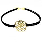 Siyah Süet Kadın Gül Choker Kolye