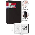 Siyah Sunum Dosyası 100 Lü 1 Adet Poşet Dosyalı Katalog Dosyası 100 Poşetli Kendinden Dosya Plastik Kapaklı