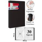 Siyah Sunum Dosyası 30 Lu 1 Adet Poşet Dosyalı Katalog Dosyası 30 Poşetli Kendinden Dosya Plastik Kapaklı