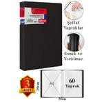 Siyah Sunum Dosyası 60 Lı 3 Adet Poşet Dosyalı Katalog Dosyası 60 Poşetli Kendinden Dosya Plastik Kapaklı