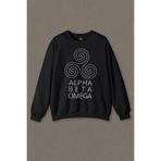 Siyah Sweatshirt Alpha Alfa Beta Omega Teen Wolf Unisex Baskılı Sweat Siyah