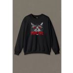 Siyah Sweatshirt Black Cat Purr Evil Kara Kedi Unisex Baskılı Sweat