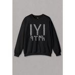 Siyah Sweatshirt Kayı Boyu Iyı Göktürkçe Türk Bozkurt Diriliş Baskılı Unisex Sweat