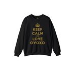 Siyah Sweatshirt Keep Calm And Love Ovoxo Owl Gang Baskılı Unisex Sweat Siyah